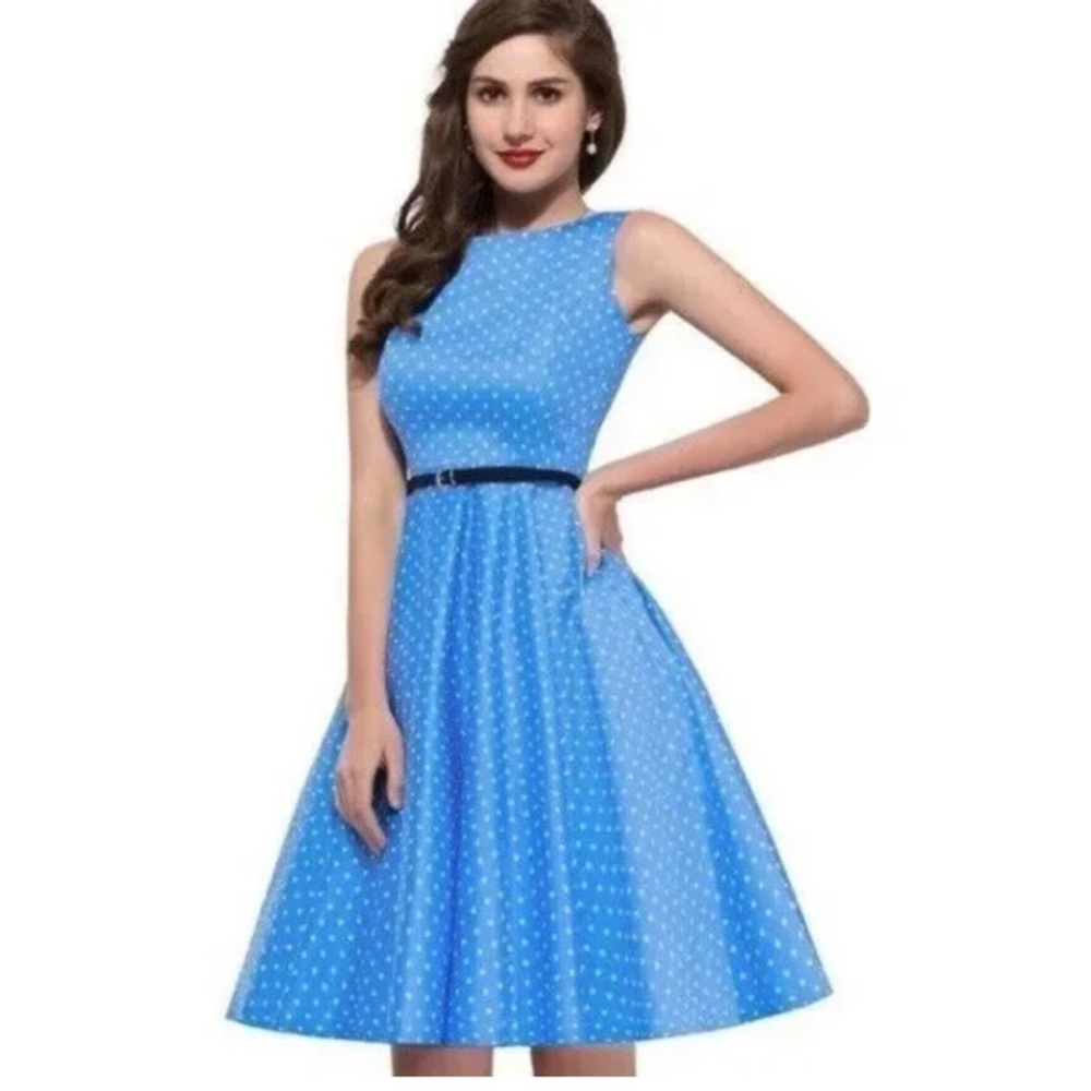 Grace Karin polka dot vintage-inspired sleeveless swing Fit and flare dress